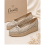 pantofi dama bej din piele naturala perforata cu talpa ortopedica CLP16BEJ